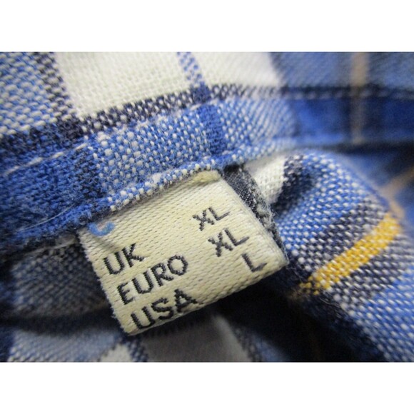 Barbour Shirt Mens Large Blue White Plaid Cotton Short Sleeve Casual Button Up - Picture 6 of 12